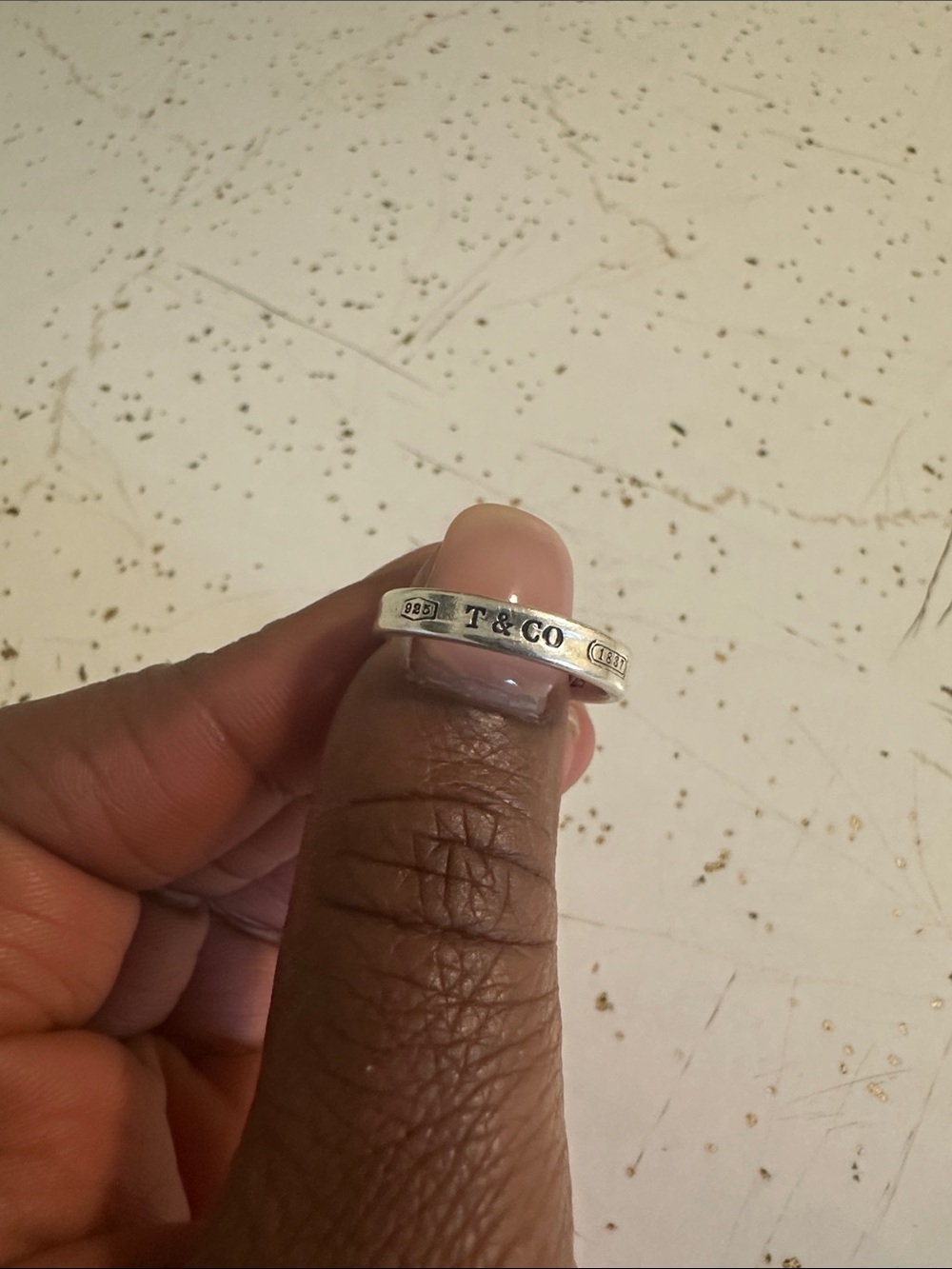 Tiffany & Co. Sterling Silver T & CO Engraved Band - Silver
